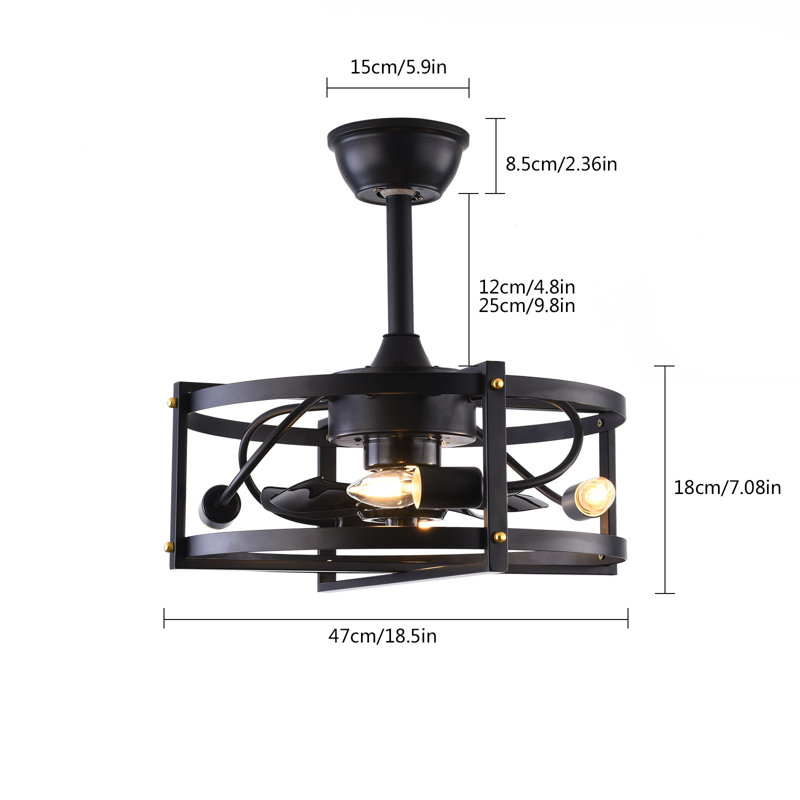 Williston Forge Arezzini 18.5 In Caged Ceiling Fan With Remote ...