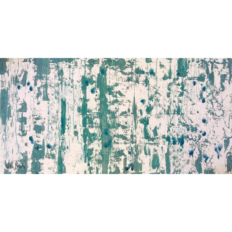 Blue On Green II by John Beard - Artist Enhanced Canvas Print, 21.5" H x 41.5" W x 1.75" D, White Framed Canvas
