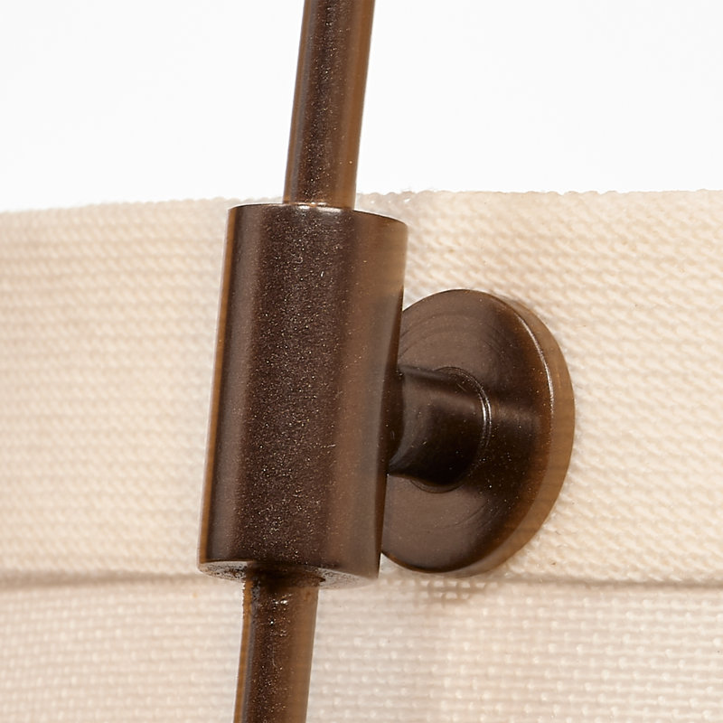 Bronze 1-Light Pendant with Off-White Linen Drum Shade