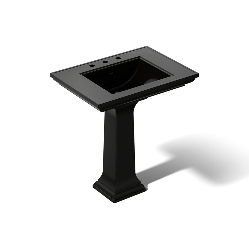 Memoirs® Stately 24" Pedestal Bathroom Sink with 4" Centerset Faucet Holes, Black, 8" Centers, 34.75" H x 22.19" W x 30.69" L