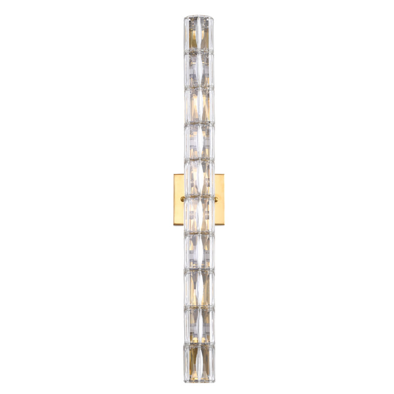 Applique murale 9 lumières encastrée dorée avec détails en cristal
