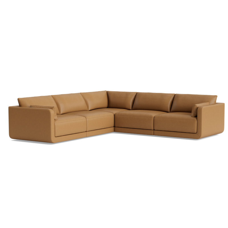 Eva Leather Modular Sectional, Leather - Butterscotch