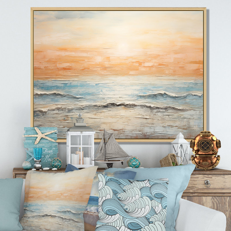 Pinkston - plage et océan, reproduction d'art mural, Cadre naturel flottant, H 12 po x l 20 po x P 1 po