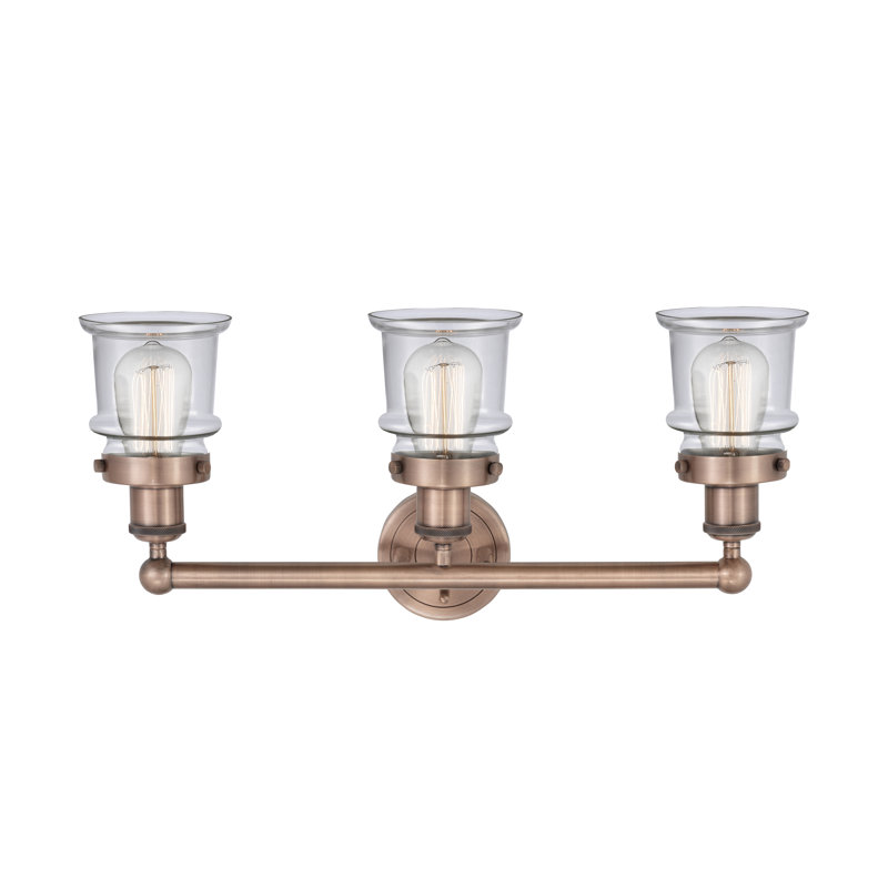Petit luminaire pour salle de bain 3 lumières Cailen de la collection Edison, Transparent, Cuivre antique