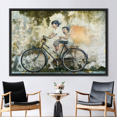 kayra export Modern Abstract Graffiti Art Canvas Showcasing Children On Bike in Penang Malaysia