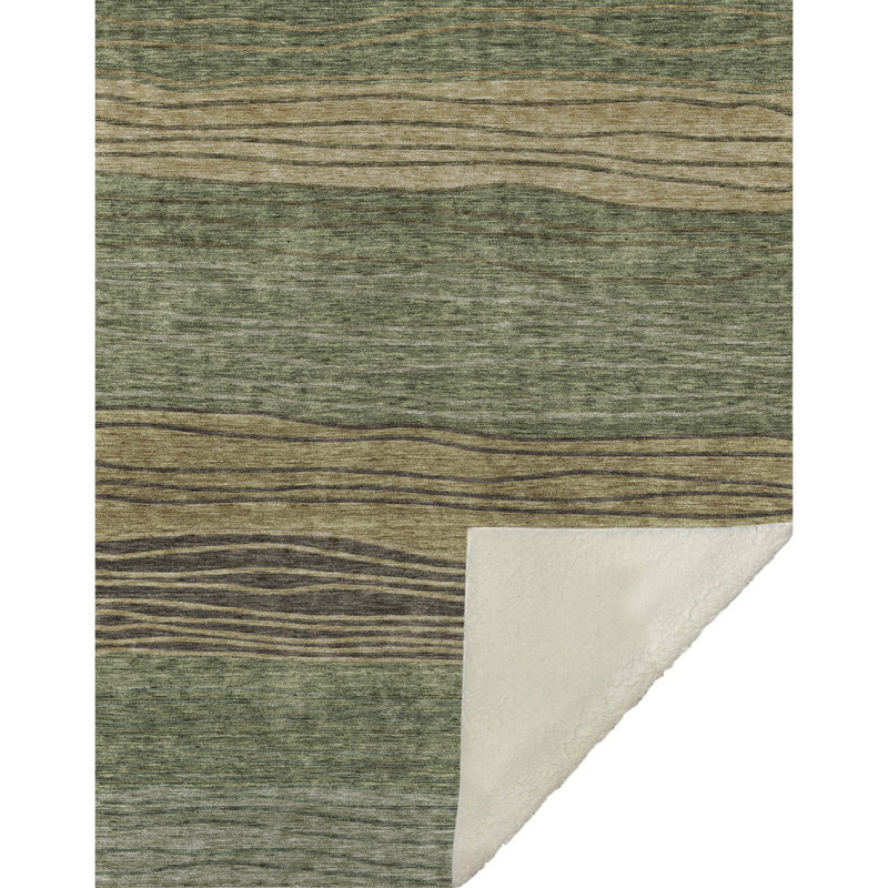 Jeté à rayures Addison Sherpa ASB735, Olive