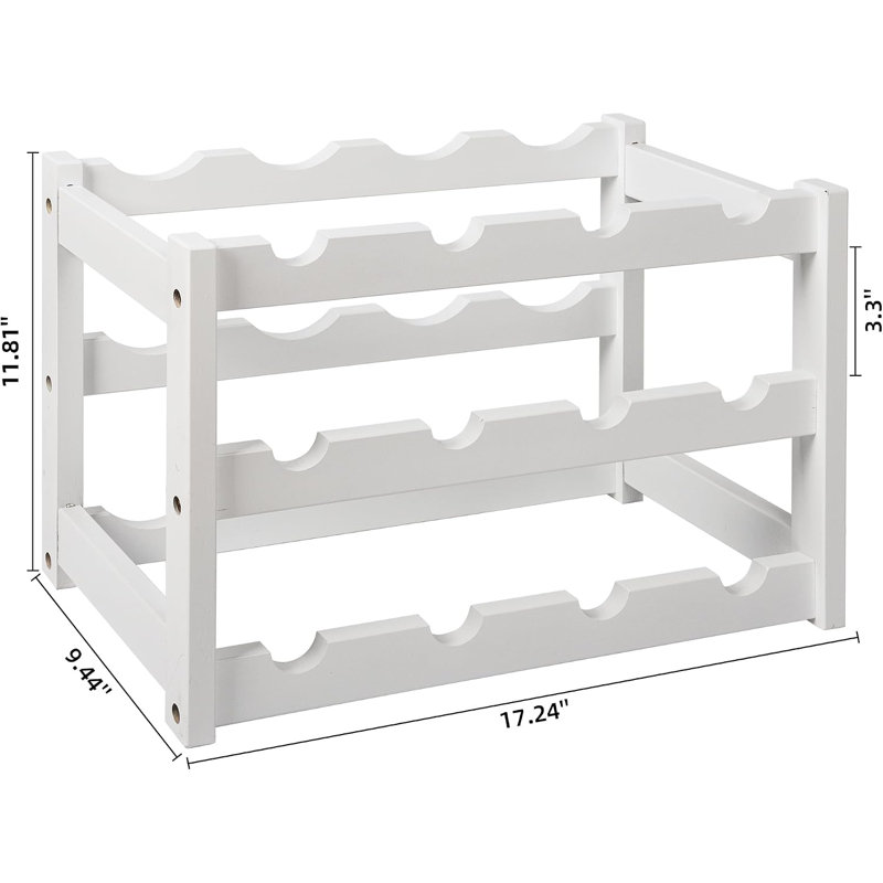 Support à vin en bambou, étagère d'armoire à vin robuste et durable, comptoir à vin pour garde-manger, cuisine, support à vin à 3 niveaux pour 12 bouteilles - blanc
