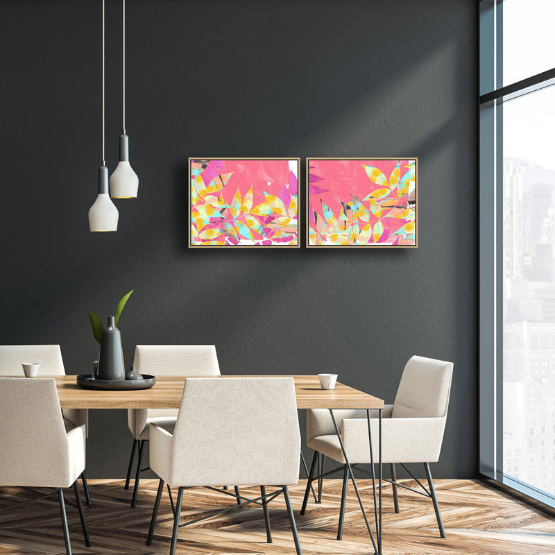 «Colorful» par Artly, peinture sur toile à cadre flottant, Cadre doré, H 18 po x l 22 po x P 2 po