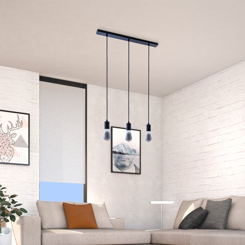 Rosann 3 - Light Kitchen Island Pendant, Black, 163cm H x 120 cm W