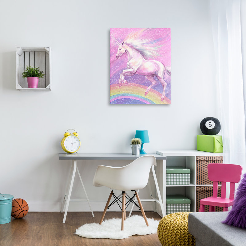 Art graphique de la licorne arc-en-ciel sur toile par Ai Ziwei Li, H 40 po x l 30 po x P 1,5 po