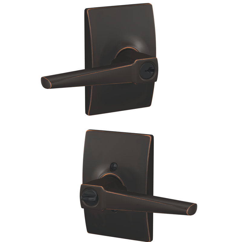 Eller Keyed Entry Lever with Century Trim, Yes, Keyed Alike, Aged Bronze