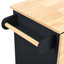 Îlot de cuisine avec prise de courant, îlot de rangement avec abattant et bois d'hévéa, rangement ouvert et support à vin, 5 roulettes, avec rangement réglable-1561079140