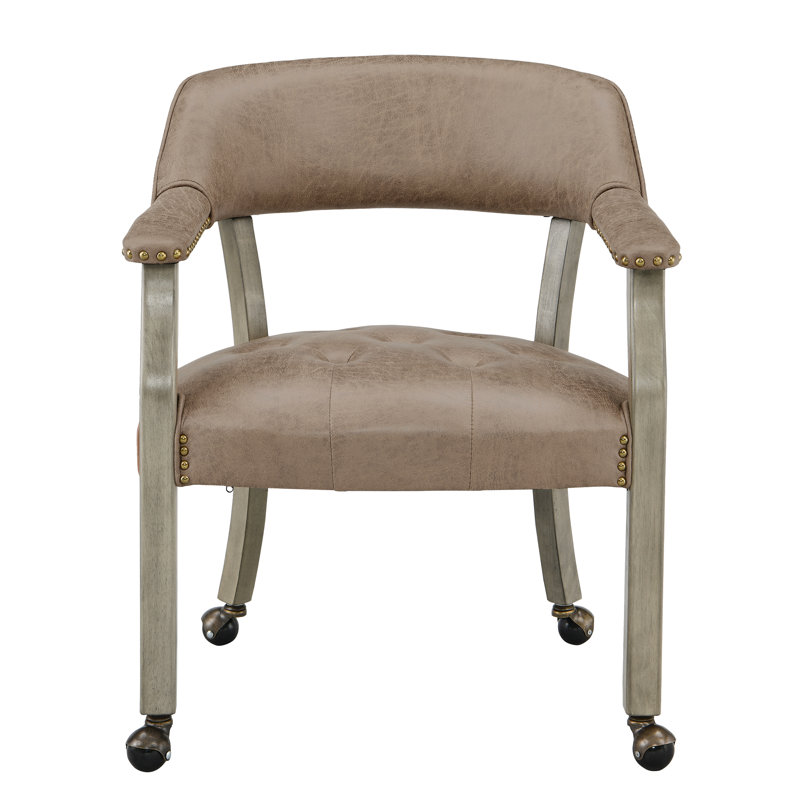 Regni 12.98'' H Faux Leather Upholstered Task Chair, Light Green, Light Brown