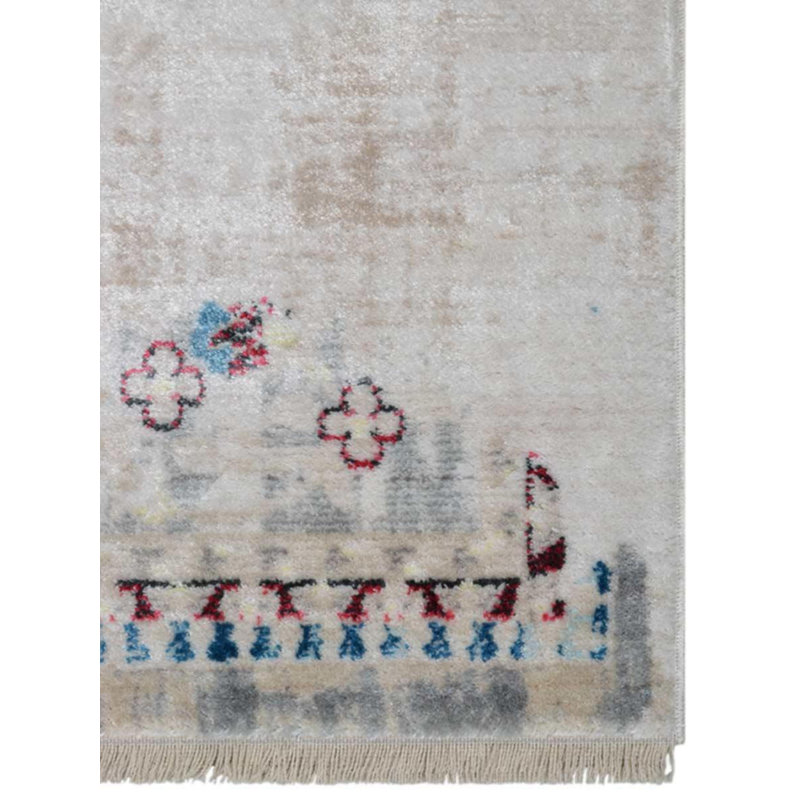 Crayton Machine Made Polyester Area Rugs - Rectangle, Ivory Blue Color, Oriental Design, Low Pile Machine Made Area Rugs for Living Room, Bed Room