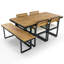 Ensemble de salle à manger 6 pièces en bois d'acacia-1855045805