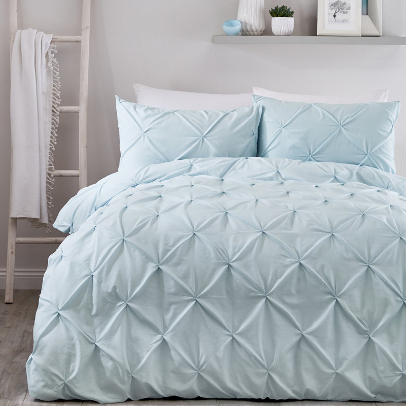 Roulf Polyester No Pattern Duvet Cover Set with Pillowcases Included, Double Duvet Cover + 2 Standard Pillowcases, Duck Egg