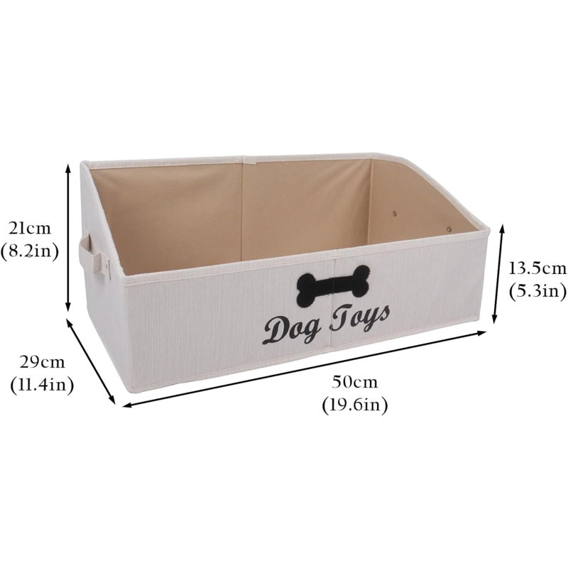 Large Dog Toy Basket Collapsible Dog Toy Box Fabric Trapezoid Dog Toy Bin Storage For Organizing Pet Toys/Blankets/Leashes/Rope Toys/Clothing-Can Be Personalized