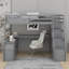 Lit mezzanine simple avec tiroirs, tablettes et bureau-319068549