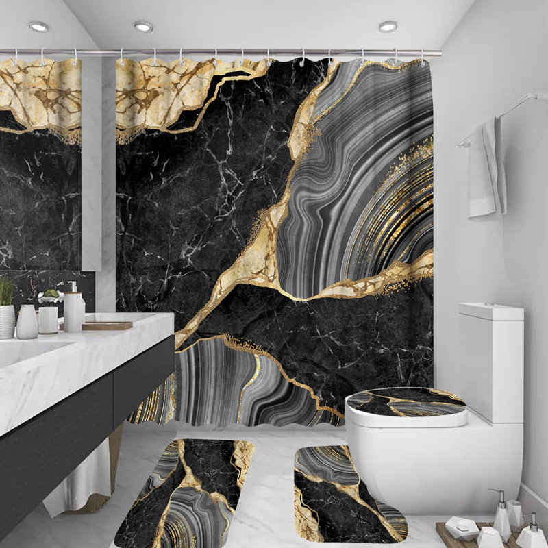 Gerthilde Abstract Shower Curtain with Hooks Included