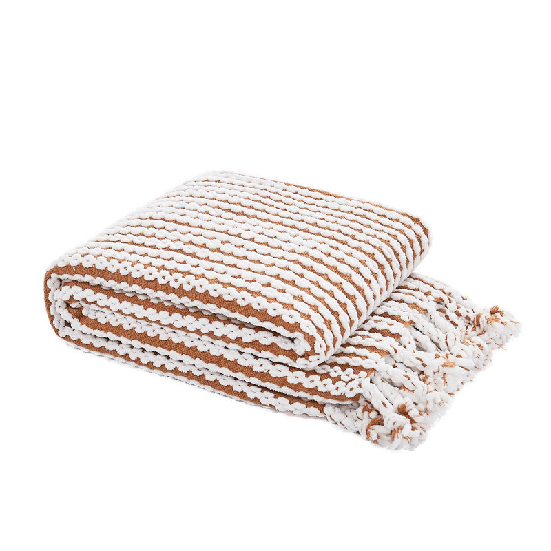Chain Tweed Decorative Lightweight Knitted Throw, Chameau