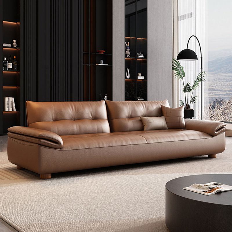 Causeuse-coussin standard en cuir véritable brun