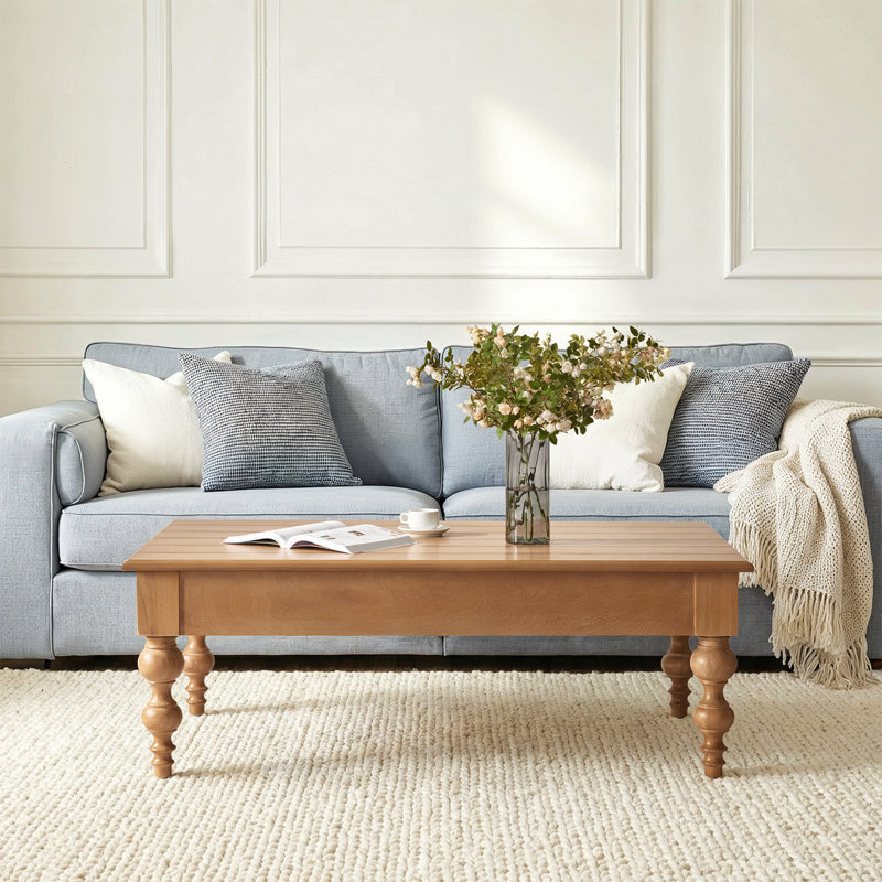 Jeremie 52" W Solid Wood Base Rectangular Lift-Top Coffee Table, Acorn