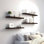 Ensemble de 4 tablettes flottantes rustiques pour le mur - tablettes murales en bois massif pour la chambre à coucher, le salon, la cuisine, la salle de bain - facile à installer