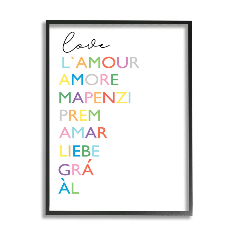 Amour, termes romantiques - art textuel, Giclée encadrée noir minuit, H 14 po x l 11 po