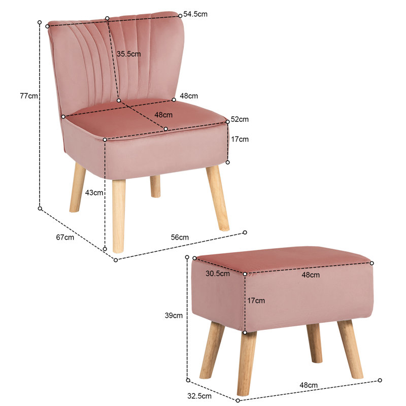 Ellianna Upholstered Slipper Chair With Footstool