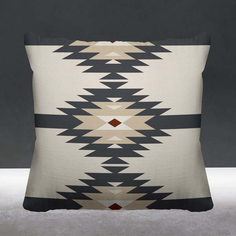 Coussin décoratif intérieur / extérieur Onida Southwestern, L 19 po x H 19 po, Crème