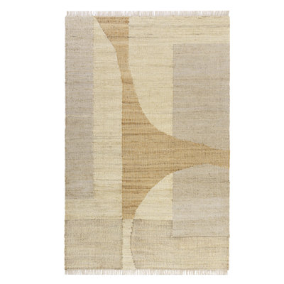 Ivory/ Natural Contemporary Abstract Hand-Woven Indoor Area Rug