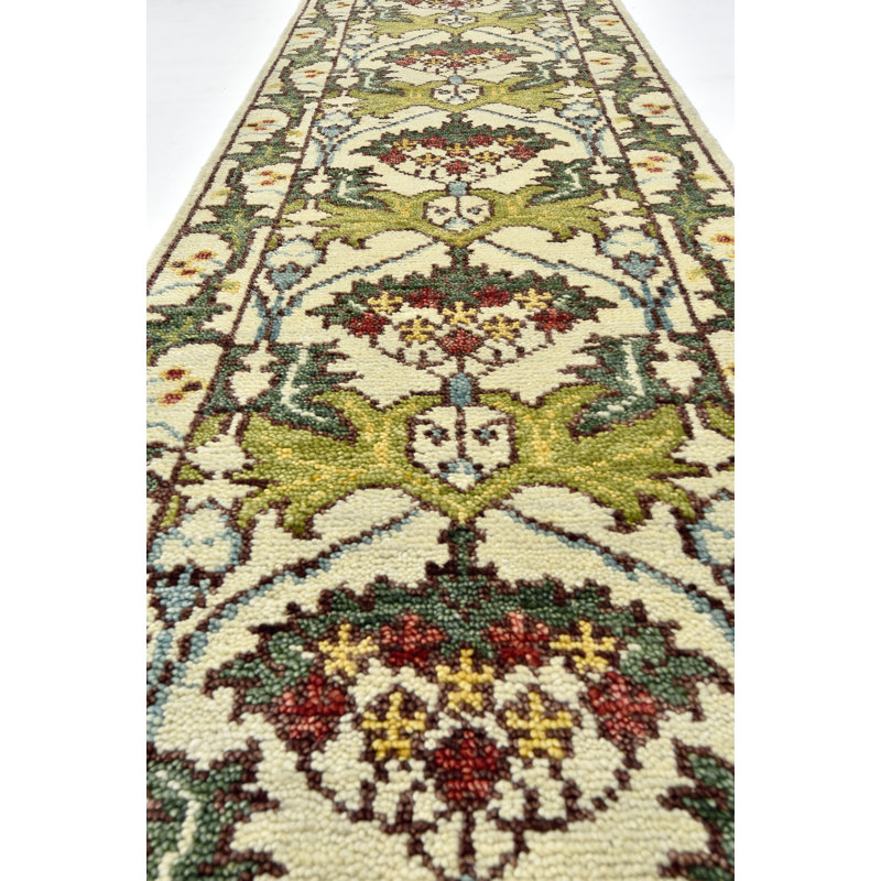 Tapis 10 x 14 ivoire William Morris, Tapis de couloir 2 pi 6 po x 16 pi