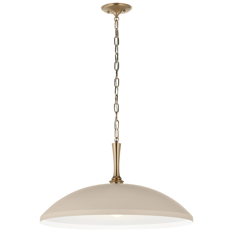 Luminaire suspendu 1 lumière 24,25 po Delarosa en grège et bronze champagne, 24.25" W x 12.75" H, Greige
