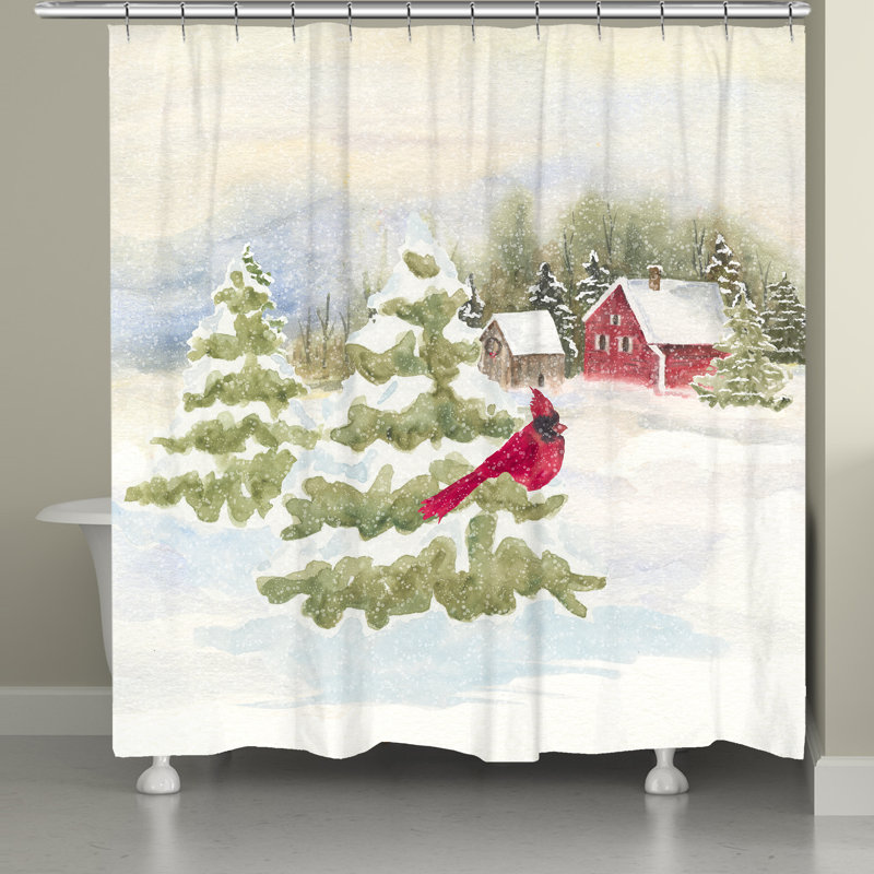 Rideau de douche Maytown Cardinal Winter Day