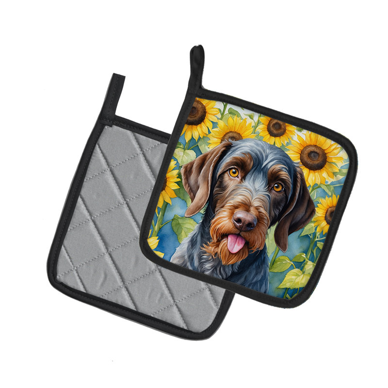 Caroline's Treasures In Sunflowers Floral Polyester Potholder Set