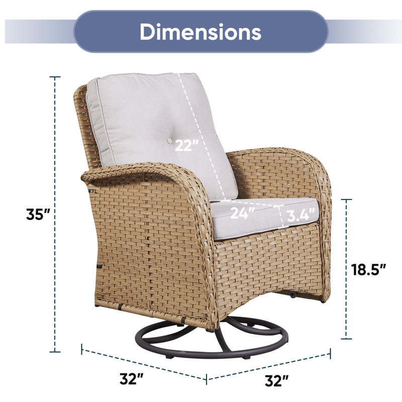 Fauteuil oscillant d'extérieur Gaetanino, Beige, Jaune