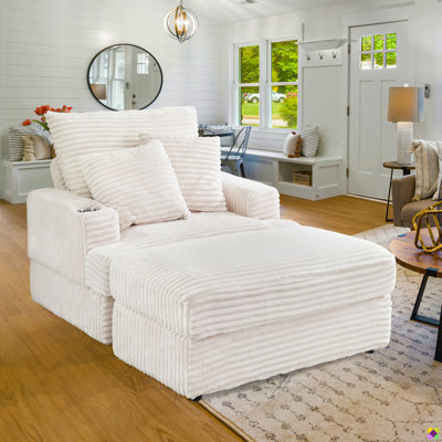 Blossie 39"W Luxury Corduroy Modular Chaise Lounge