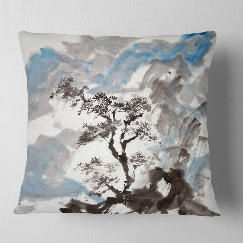 Chinese Pine Tree - Forest Printed Pillow, 16" x 16", Throw pillow