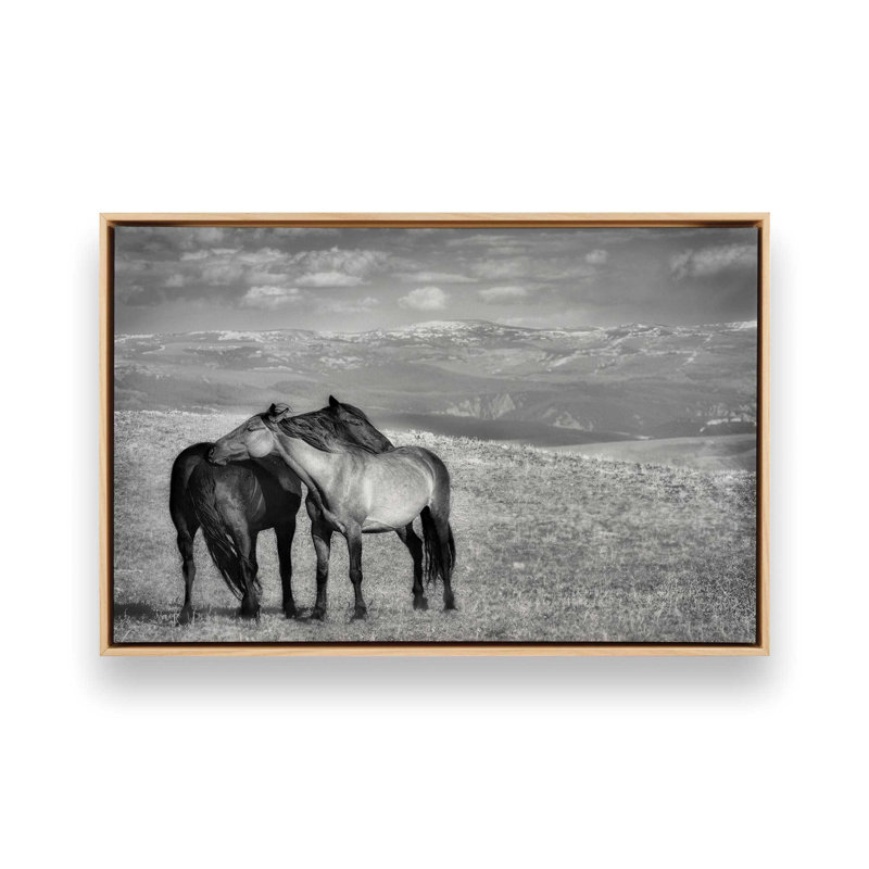 Équitation, reproduction sur toile, Cadre américain en érable flottant, H 32,75 po x l 48,75 po x P 1,75 po