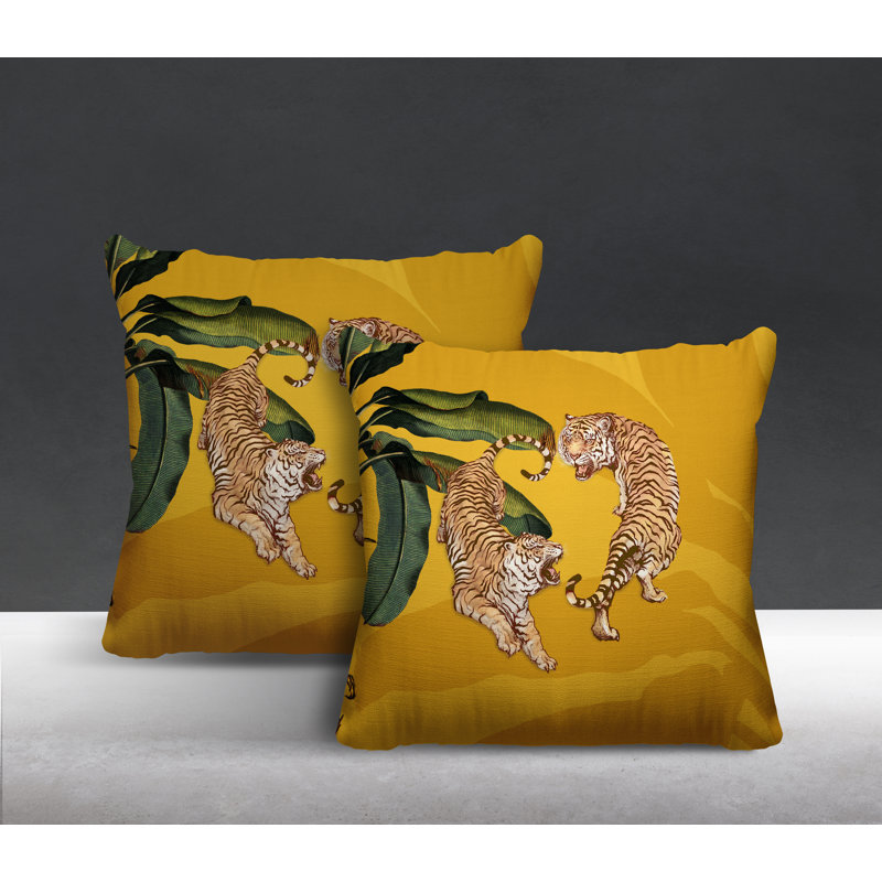 Housse et insert de coussin carré intérieur / extérieur , L 19 po x H 19 po, Jaune