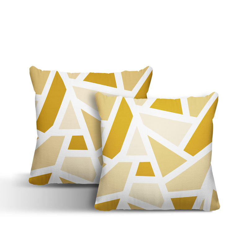 Coussin carré intérieur / extérieur Marion, L 15 po x H 15 po, Jaune