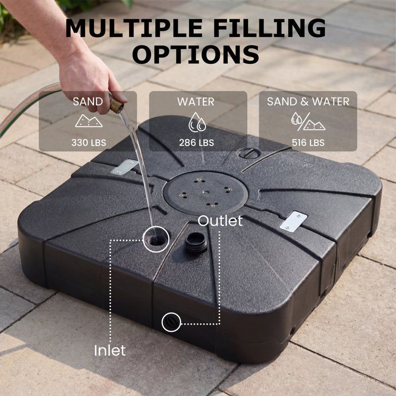 Base de parasol autoportante à roulettes en PEHD 360 LBS