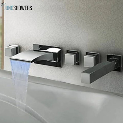 Magnifique robinet de salle de bain à poignée carrée à DEL avec douche à main