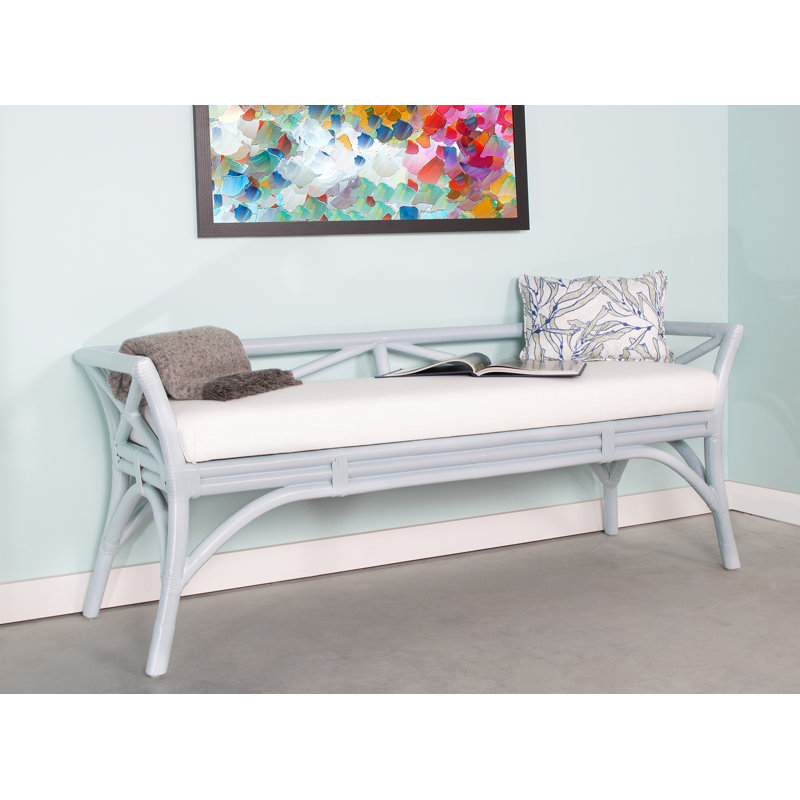 Wicker Bench, Pool Blue