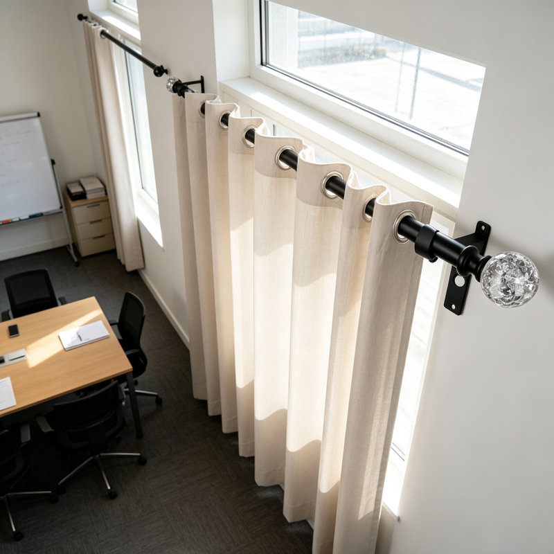 Natural 80cm to 218cm 1.9cm Single Curtain Pole