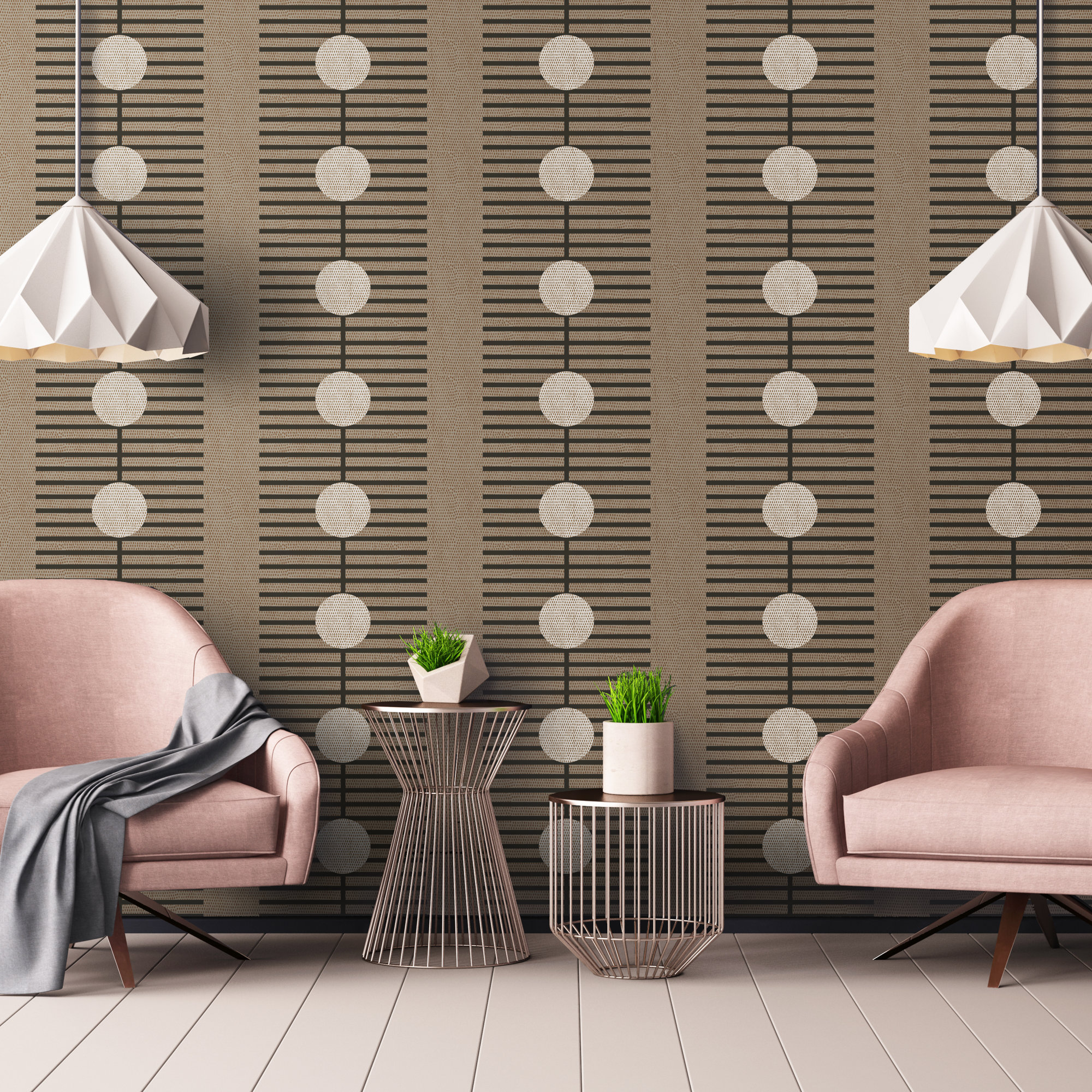 Nomalanga Peel & Stick Wallpaper Roll, Mocha/Black, Self-adhesive