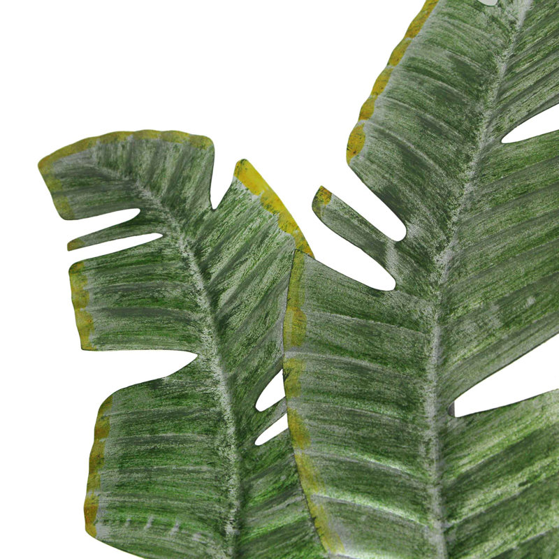 Décoration murale en métal feuille tropicale