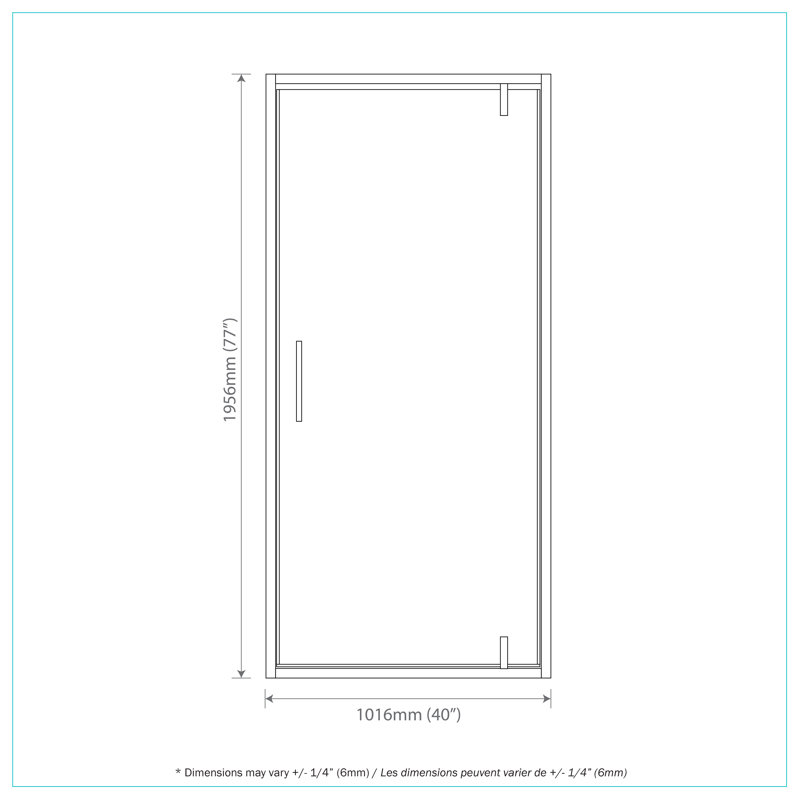 Black 40'' x 77'' Framed Tempered Glass Shower Door