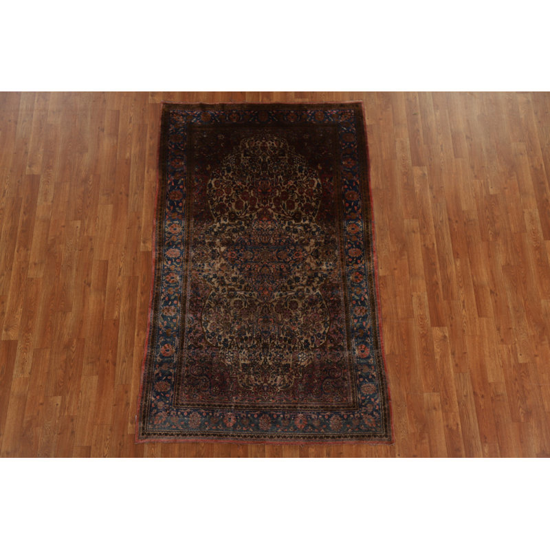 One-of-a-Kind Rectangle 4'1" X 6'10" 1900s Silk Area Rug in Red
