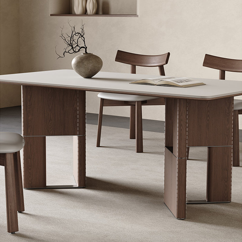 Ensemble de table en pierre noyer mat